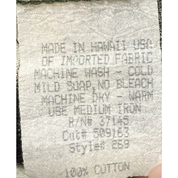 Hilo Hattie Hawaiian Shirt XL Green Tapa Hibiscus Barkcloth 100% Cotton Aloha - Picture 4 of 7